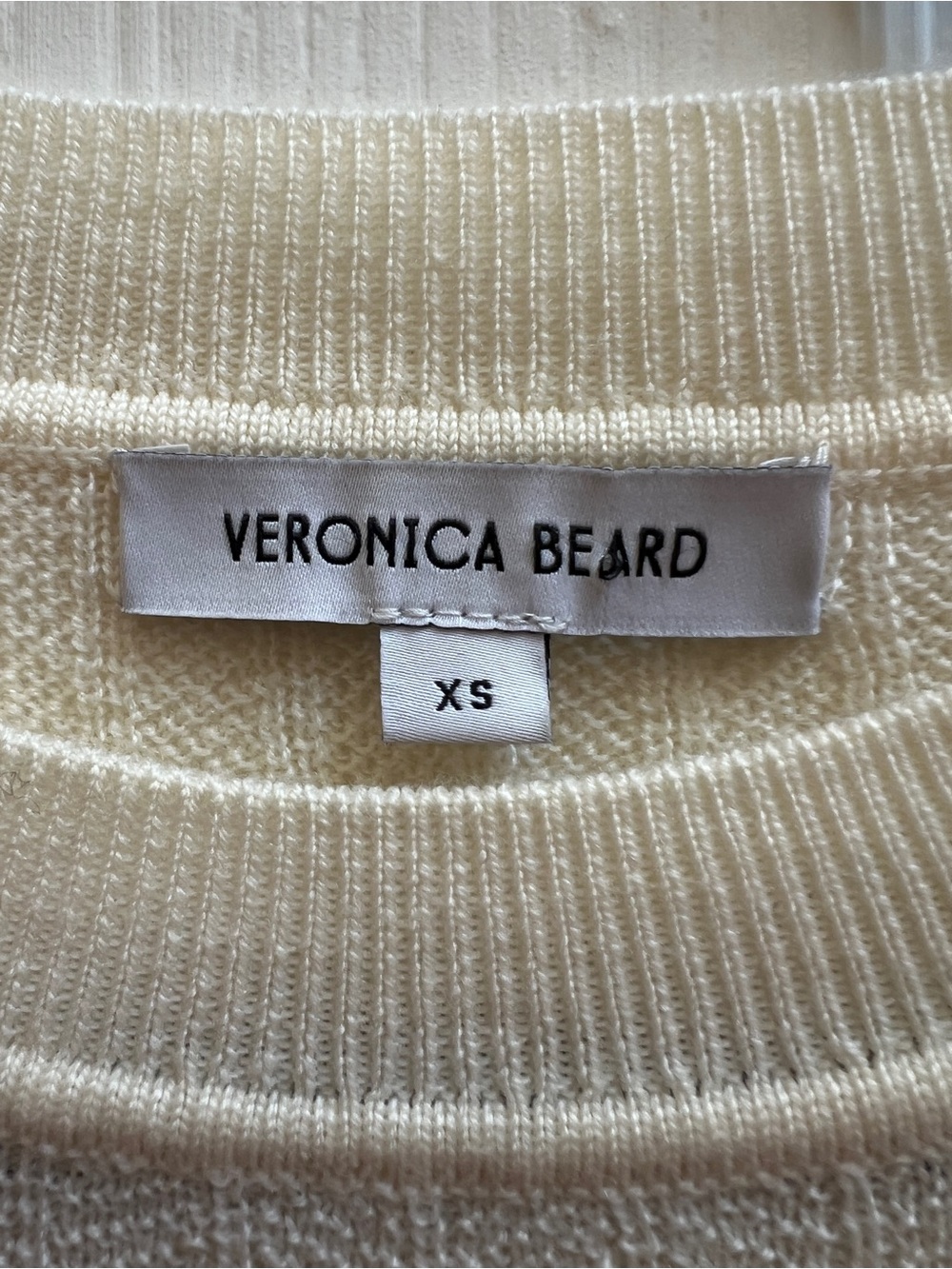 Veronica Beard Ivory 100% Wool Textured Puff Sleeve Sweater XS Feminine Preppy - Picture 4 of 6